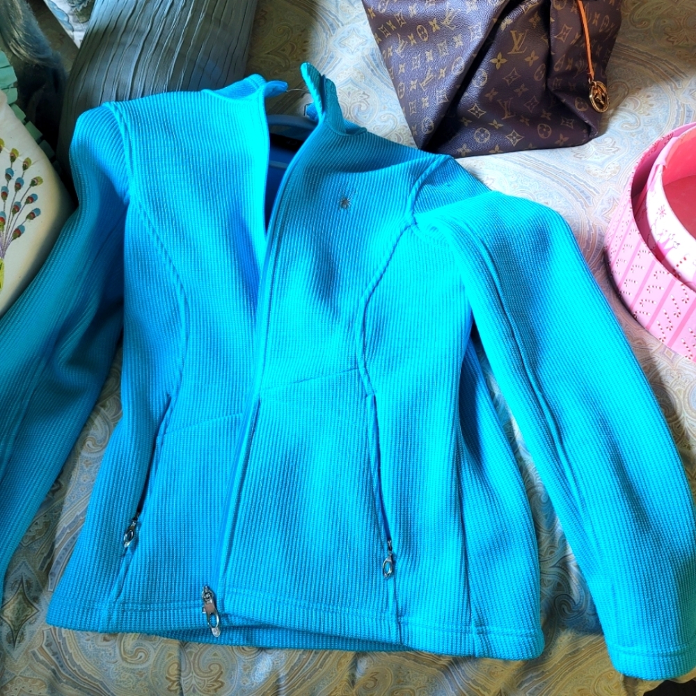 Spyder crewneck zip-up carribean blue jacket